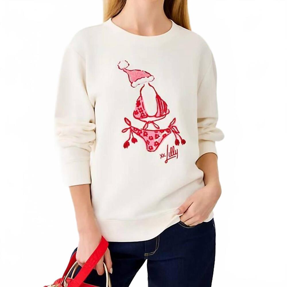 NEW LILLY PULITZER women's ballad long sleeve sweatshirt in coconut